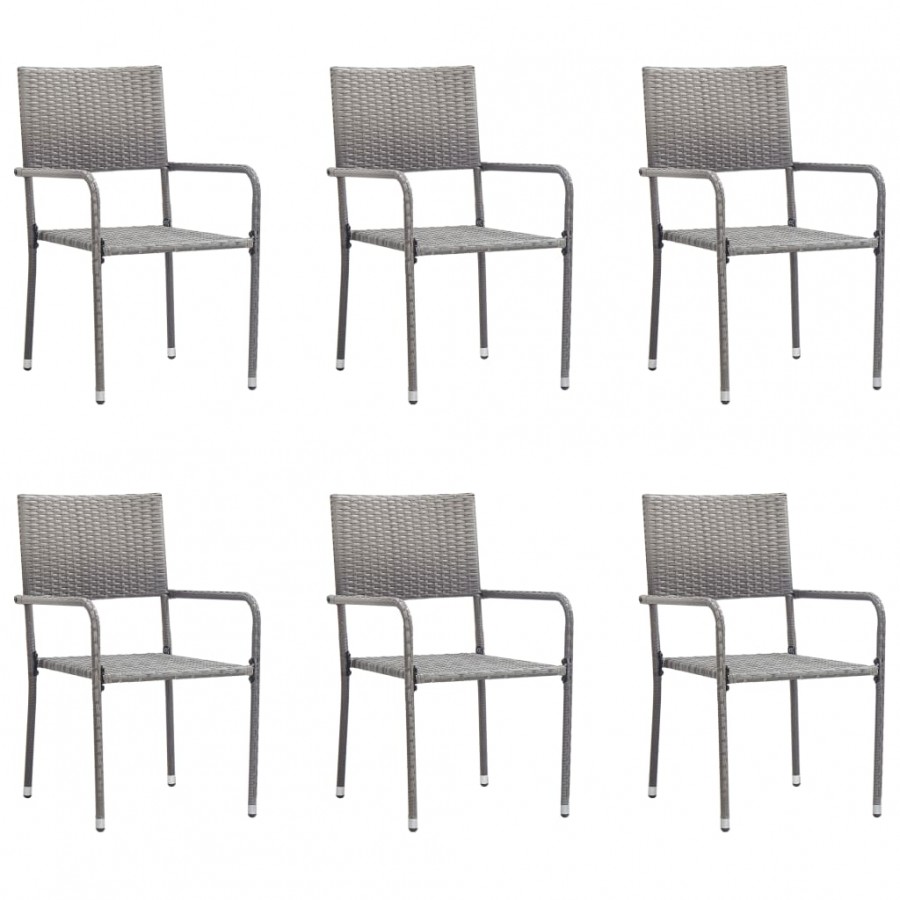 Chaise à dîner de jardin empilable lot de 6 gris résine tressée