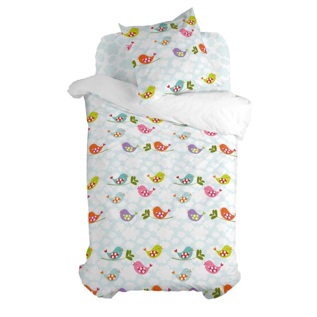 Duvet cover set HappyFriday Mr Fox Little birds Multicolour Single 2 P