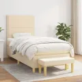cadre de lit avec matelas Crème 80x200 cm Tissu