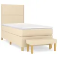 cadre de lit avec matelas Crème 80x200 cm Tissu
