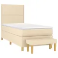 cadre de lit avec matelas Crème 80x200 cm Tissu
