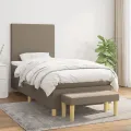 cadre de lit avec matelas Taupe 90x190 cm Tissu