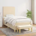 cadre de lit avec matelas Crème 80x200 cm Tissu