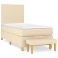 cadre de lit avec matelas Crème 80x200 cm Tissu