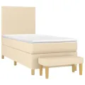 cadre de lit avec matelas Crème 80x200 cm Tissu