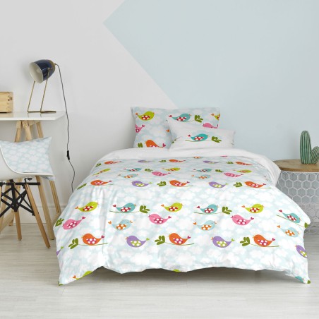 Duvet cover set HappyFriday Mr Fox Little birds Multicolour Single 2 P