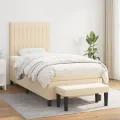 cadre de lit et matelas Crème 90x190 cm Tissu