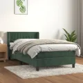 cadre de lit et matelas Vert foncé 80x200 cm Velours
