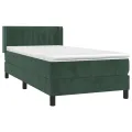 cadre de lit et matelas Vert foncé 80x200 cm Velours