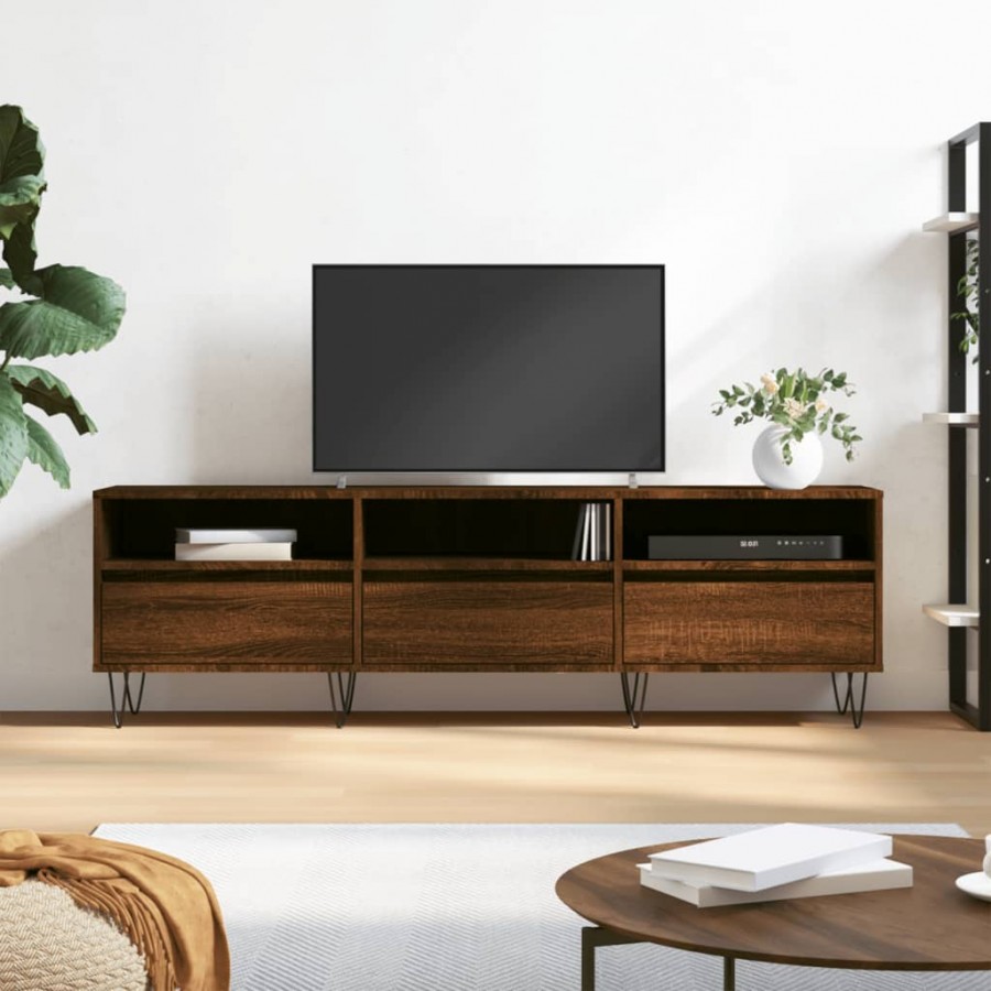 Meuble TV chêne marron 150x30x44,5 cm bois d'ingénierie