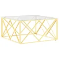 Table basse 80x80x40 cm acier inoxydable et verre
