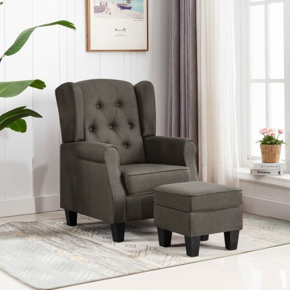 Fauteuil avec repose-pied Taupe Tissu