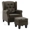Fauteuil avec repose-pied Taupe Tissu