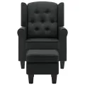 Fauteuil avec repose-pied Gris foncé Tissu