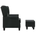 Fauteuil avec repose-pied Gris foncé Tissu