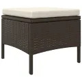 Canapé de jardin 2 places avec table et tabourets marron rotin