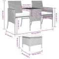 Canapé de jardin 2 places avec table et tabourets marron rotin