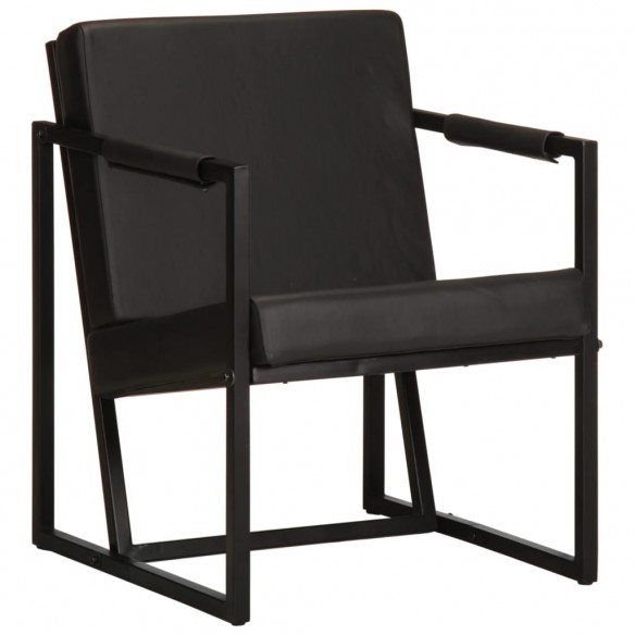 Fauteuil noir cuir véritable