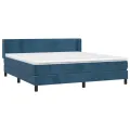 cadre de lit et matelas Bleu foncé 160x200cm Velours