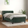 cadre de lit et matelas Vert foncé 80x200 cm Velours