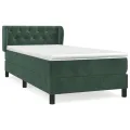 cadre de lit et matelas Vert foncé 80x200 cm Velours