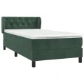 cadre de lit et matelas Vert foncé 80x200 cm Velours