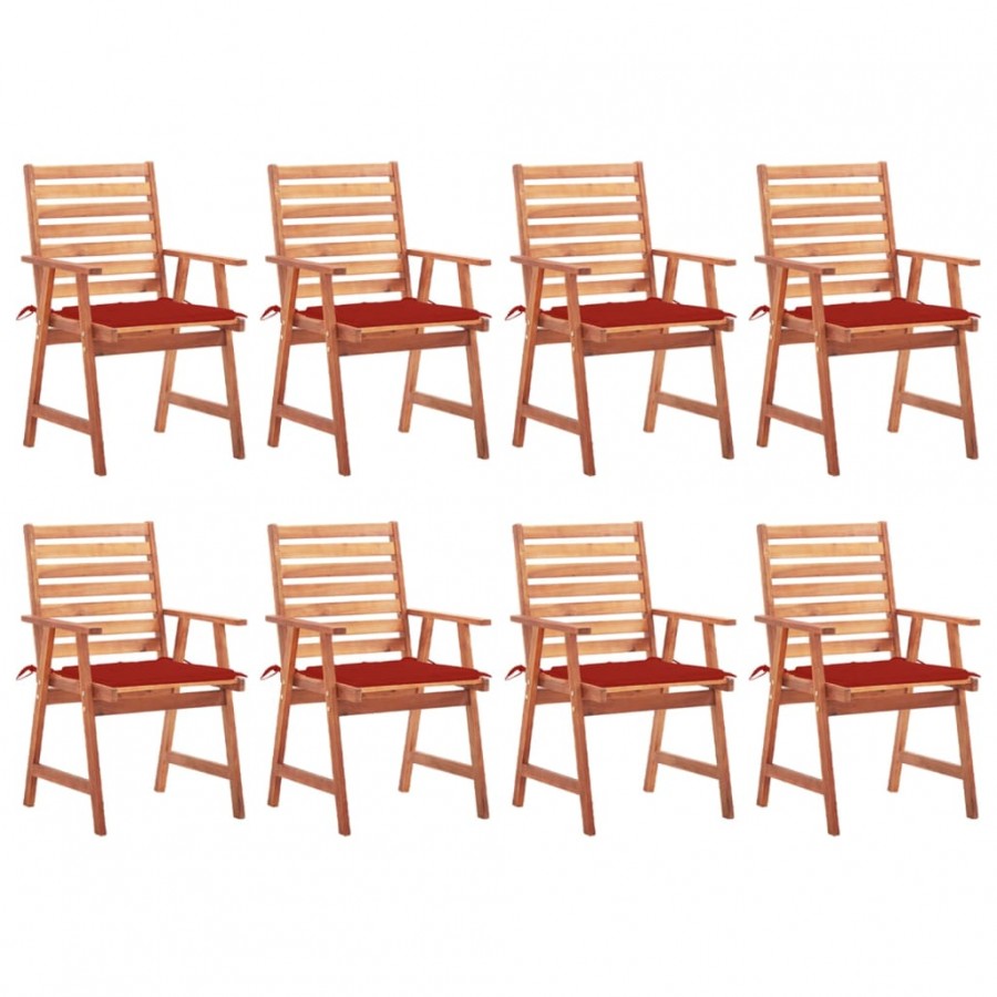 Chaises à manger d'extérieur lot de 8 et coussins Acacia massif