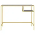 Bureau d'ordinateur Marbre noir 100x36x74 cm Verre trempé