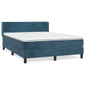 cadre de lit et matelas Bleu foncé 140x190cm Velours