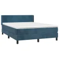 cadre de lit et matelas Bleu foncé 140x190cm Velours