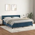 cadre de lit et matelas Bleu foncé 180x200cm Velours
