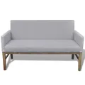 Banc avec coussin rembourré tissu hévéa gris clair