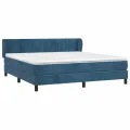 cadre de lit et matelas Bleu foncé 160x200cm Velours