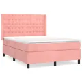 cadre de lit avec matelas Rose 140x200 cm Velours