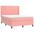 cadre de lit avec matelas Rose 140x200 cm Velours