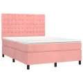 cadre de lit avec matelas Rose 140x200 cm Velours