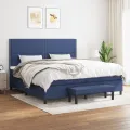 cadre de lit avec matelas Bleu 200x200 cm Tissu