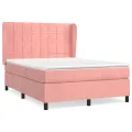 cadre de lit avec matelas Rose 140x200 cm Velours