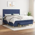 cadre de lit avec matelas Bleu 180x200 cm Tissu