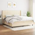 cadre de lit avec matelas Crème 200x200 cm Tissu