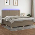 cadre de lit et matelas et LED Taupe 200x200cm Tissu