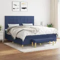cadre de lit avec matelas Bleu 160x200 cm Tissu