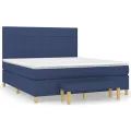 cadre de lit avec matelas Bleu 160x200 cm Tissu