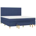 cadre de lit avec matelas Bleu 160x200 cm Tissu