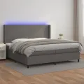 cadre de lit matelas LED Gris 200x200 cm Similicuir