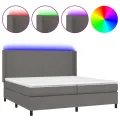 cadre de lit matelas LED Gris 200x200 cm Similicuir