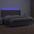 cadre de lit matelas LED Gris 200x200 cm Similicuir