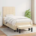 cadre de lit avec matelas Crème 80x200 cm Tissu
