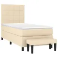 cadre de lit avec matelas Crème 80x200 cm Tissu