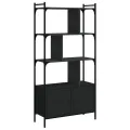 Bibliothèque avec portes noir 76,5x30x154,5cm bois d'ingénierie